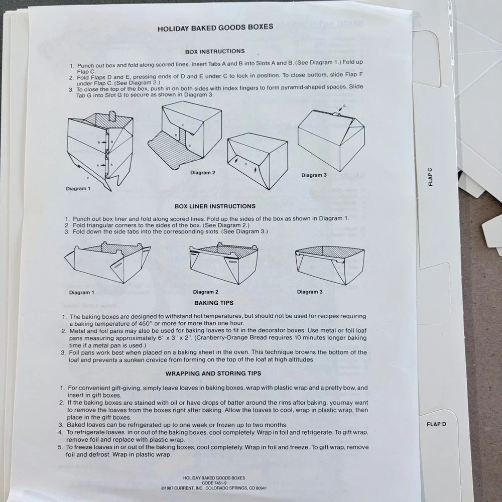 Vintage 1987 Current Inc Christmas Cottage Baked Goods Gift Boxes Recipe Cards
